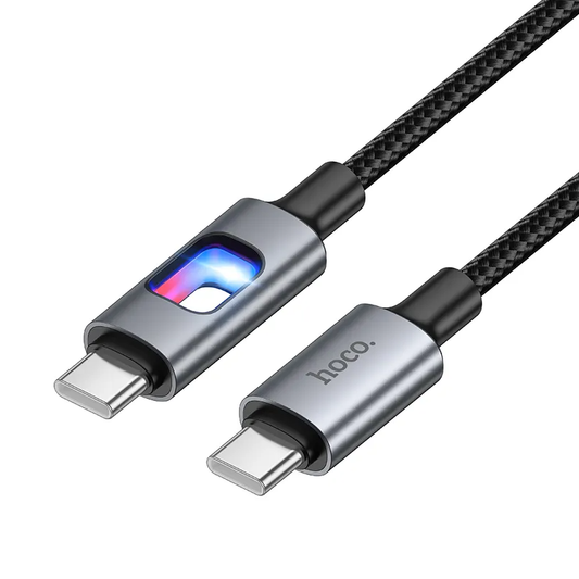 USB-C podatkovni in polnilni kabel - USB-C HOCO U144 Led, 60W, 1,2 m, črn