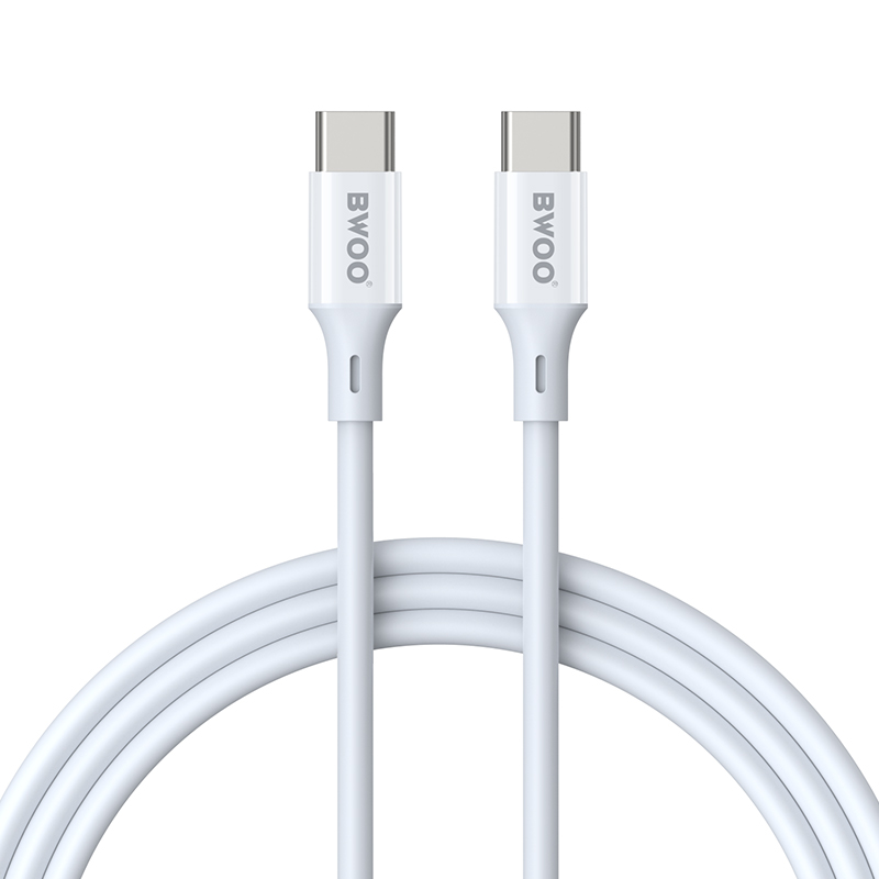 USB-C podatkovni in polnilni kabel - USB-C BWOO BO-X283CC-2M, 60W, 2m, bel