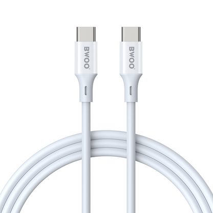 USB-C podatkovni in polnilni kabel - USB-C BWOO BO-X283CC-2M, 60W, 2m, bel