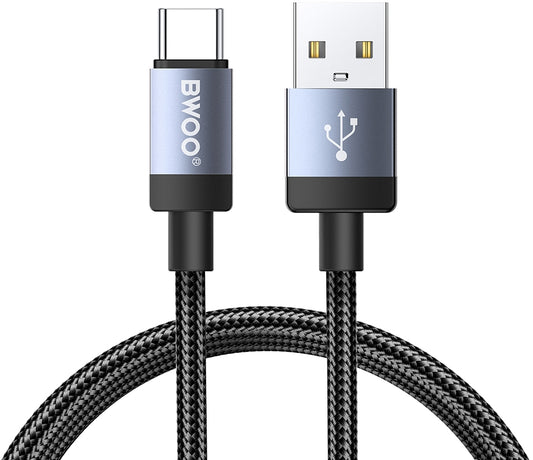 Podatkovni in polnilni kabel USB-A - USB-C BWOO BO-X401C, 18W, 1m, črn