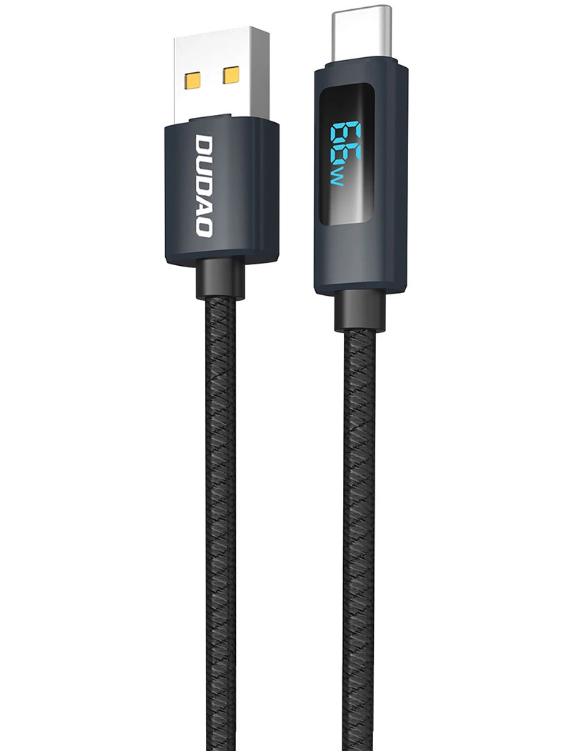 USB-A - USB-C Dudao L7T Display podatkovni in polnilni kabel, 66W, 1m, črn