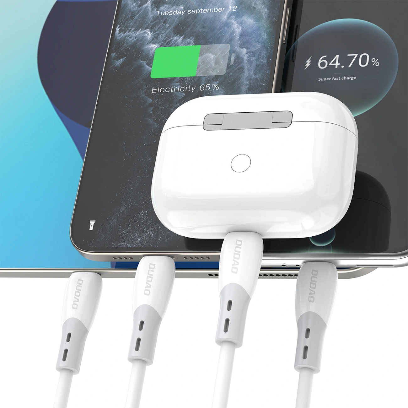 Kabel za podatke in polnjenje USB-C - USB-C Dudao L25SC, 60W, 2m, Bel