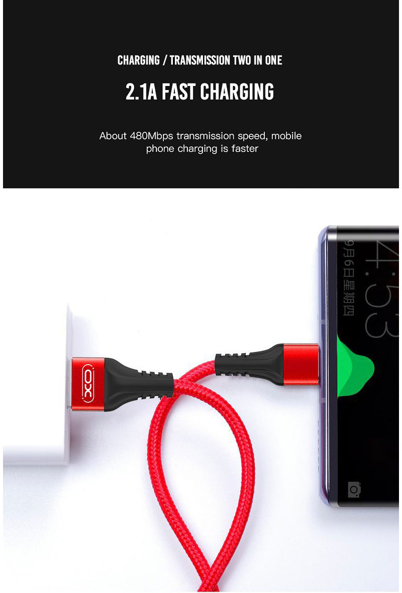 Kabel za podatke in polnjenje USB-A - microUSB XO Design NB118, 18W, 1m, Rdeča