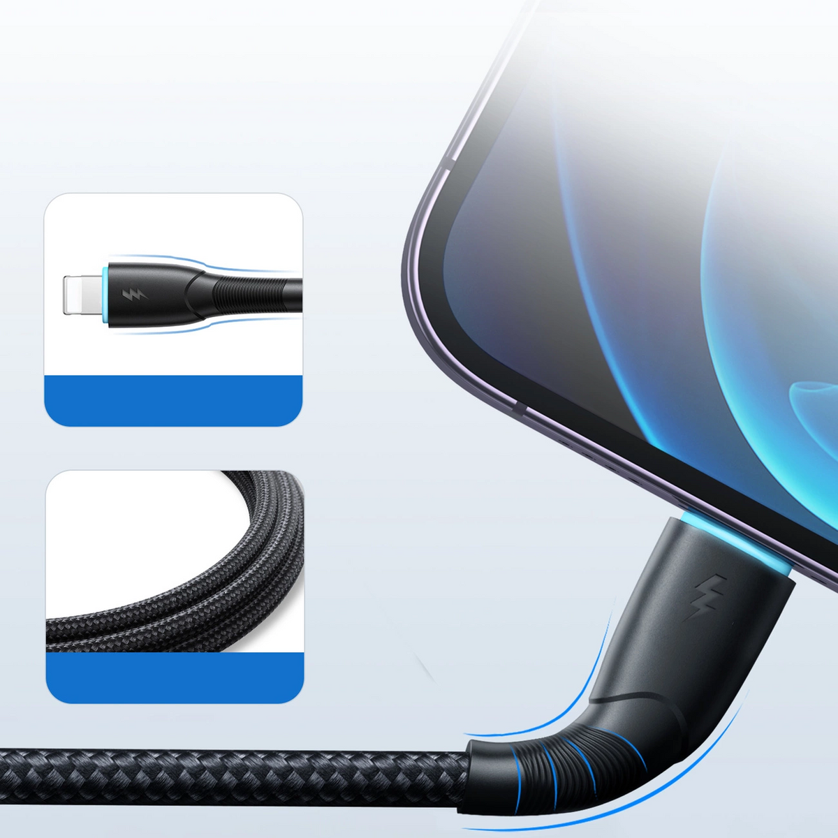 Joyroom SA32-AL3 USB-A–Lightning kabel za prenos podatkov in polnjenje, 18 W, 1 m, črn