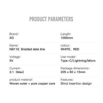 Kabel za podatke in polnjenje USB-A - microUSB XO Design NB118, 18W, 1m, Rdeča