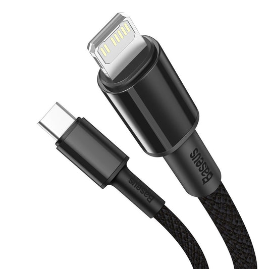 USB-C - Lightning podatkovni in polnilni kabel Baseus High Density pleten, 20W, 2m, črn CATLGD-A01