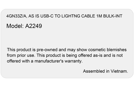 Apple USB-C - Lightning USB-C podatkovni in polnilni kabel, 96 W, 1 m, bel, kot je 4GN33Z/A