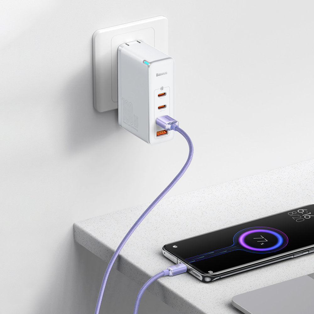 Kabel za podatke in polnjenje USB-A - USB-C Baseus Crystal Shine Series, 100W, 2m, Vijoličen CAJY000505