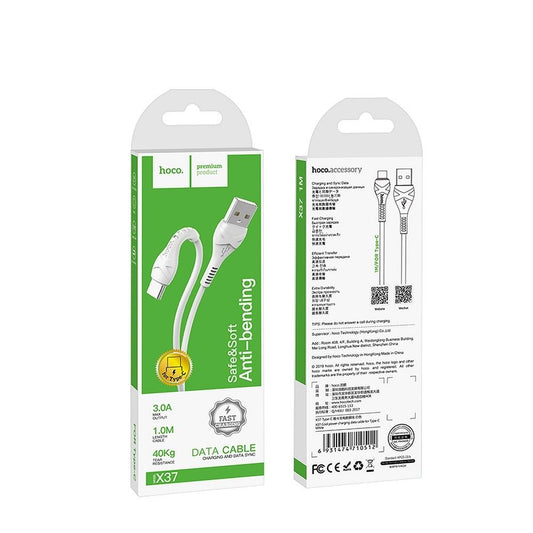 Kabel za prenos podatkov in polnjenje USB-A - USB-C HOCO X37, 18W, 1m, Bel