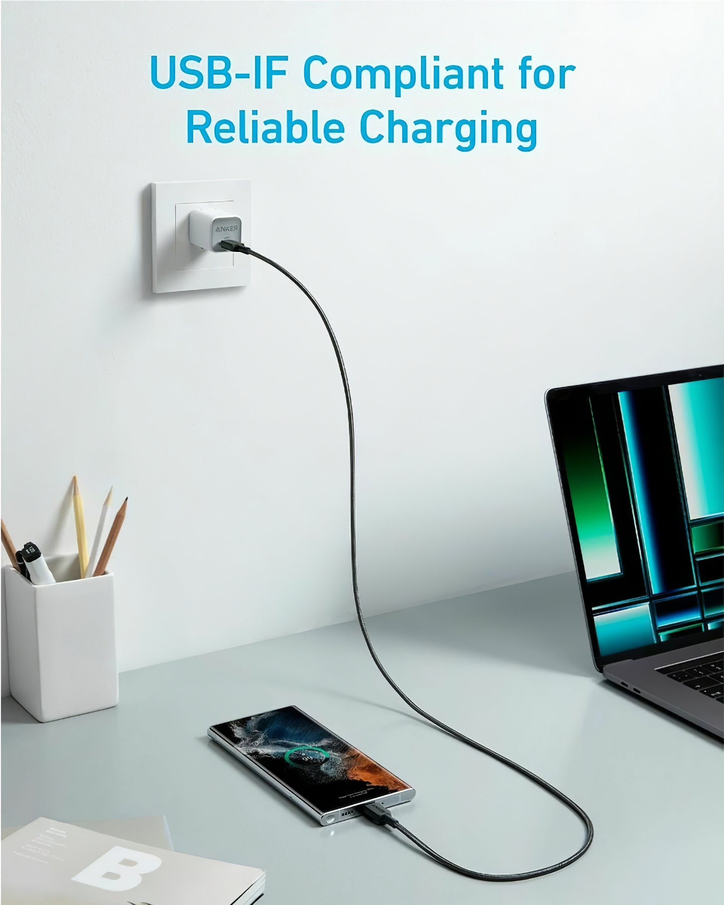 Podatkovni in polnilni kabel USB-C Anker 322, 60 W, 0,9 m, črn A81F5G11 