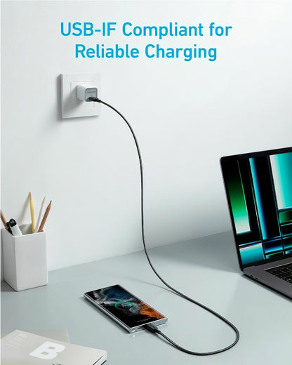 Kabel za prenos podatkov in polnjenje USB-C - USB-C Anker 322, 60W, 0.9m, črn A81F5G11