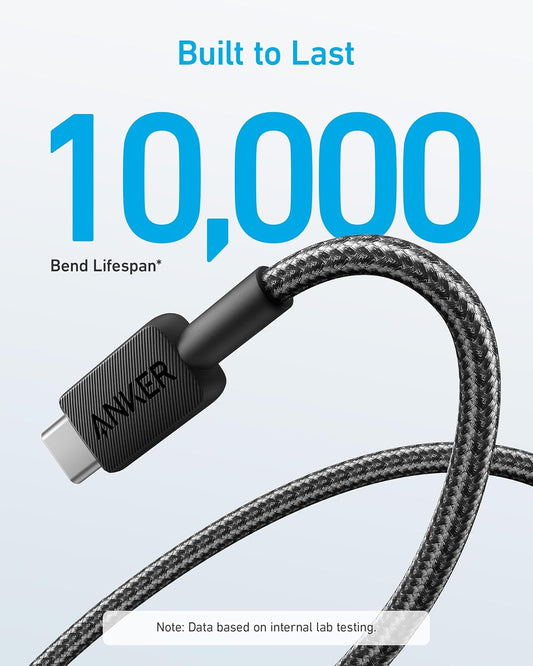 Kabel za prenos podatkov in polnjenje iz USB-A v USB-C Anker 322, 18 W, 1,8 m, črn A81H6G11