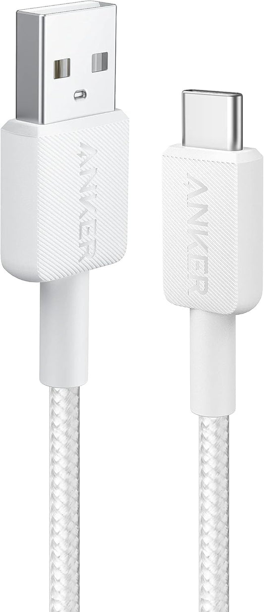 Kabel za prenos podatkov in polnjenje iz USB-A v USB-C Anker 322, 18 W, 0,9 m, bel A81H5G21