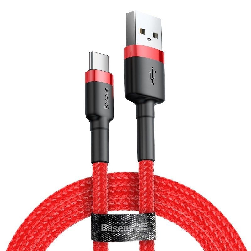 Kabel za podatke in polnjenje USB-A - USB-C Baseus Cafule, 60W, 1m, rdeč
