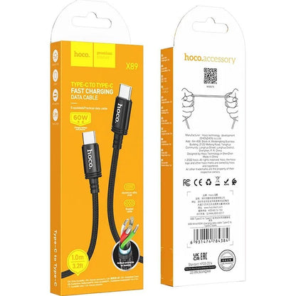 USB-C podatkovni in polnilni kabel - USB-C HOCO X89, 60W, 1m, črn