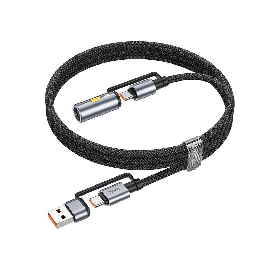 Kabel za prenos podatkov in polnjenje USB-C / USB-A - USB-C / Električni vžigalnik HOCO U138, 60W, 1.2m, črn