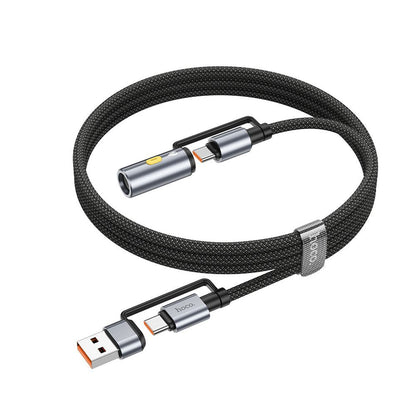 Kabel za prenos podatkov in polnjenje USB-C / USB-A - USB-C / Električni vžigalnik HOCO U138, 60W, 1.2m, črn