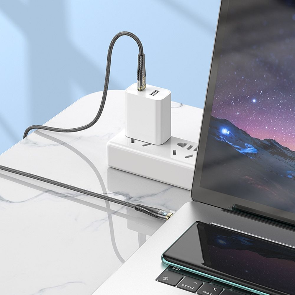 Kabel za podatke in polnjenje USB-C - USB-C HOCO U121, 60W, 1.2m, črn