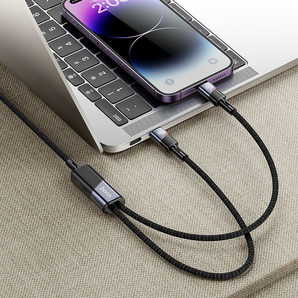 Kabel za podatke in polnjenje USB-C - Lightning / USB-C HOCO U139 2v1, 100W, 1.2m, črn