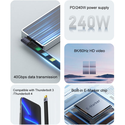 Kabel za podatke in polnjenje USB-C - USB-C OEM Angled 8K Video Version 3, 240W, 0.15m, črn