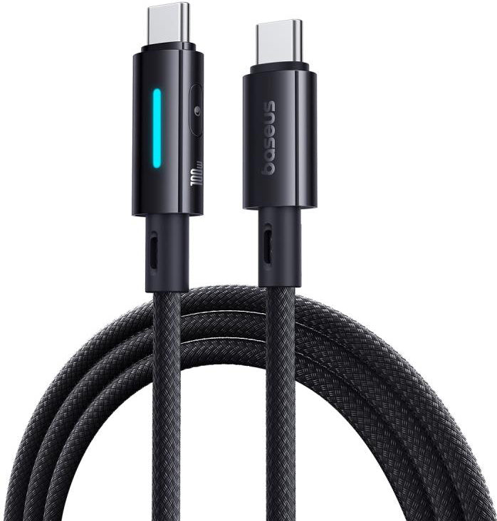USB-C Data and Charging Cable - USB-C Baseus Lit Button Control, 100W, 2m, Black P10379000121-01