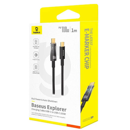 Kabel za prenos podatkov in polnjenje USB-C - USB-C Baseus Explorer, 100W, 1m, črn P10319703111-00