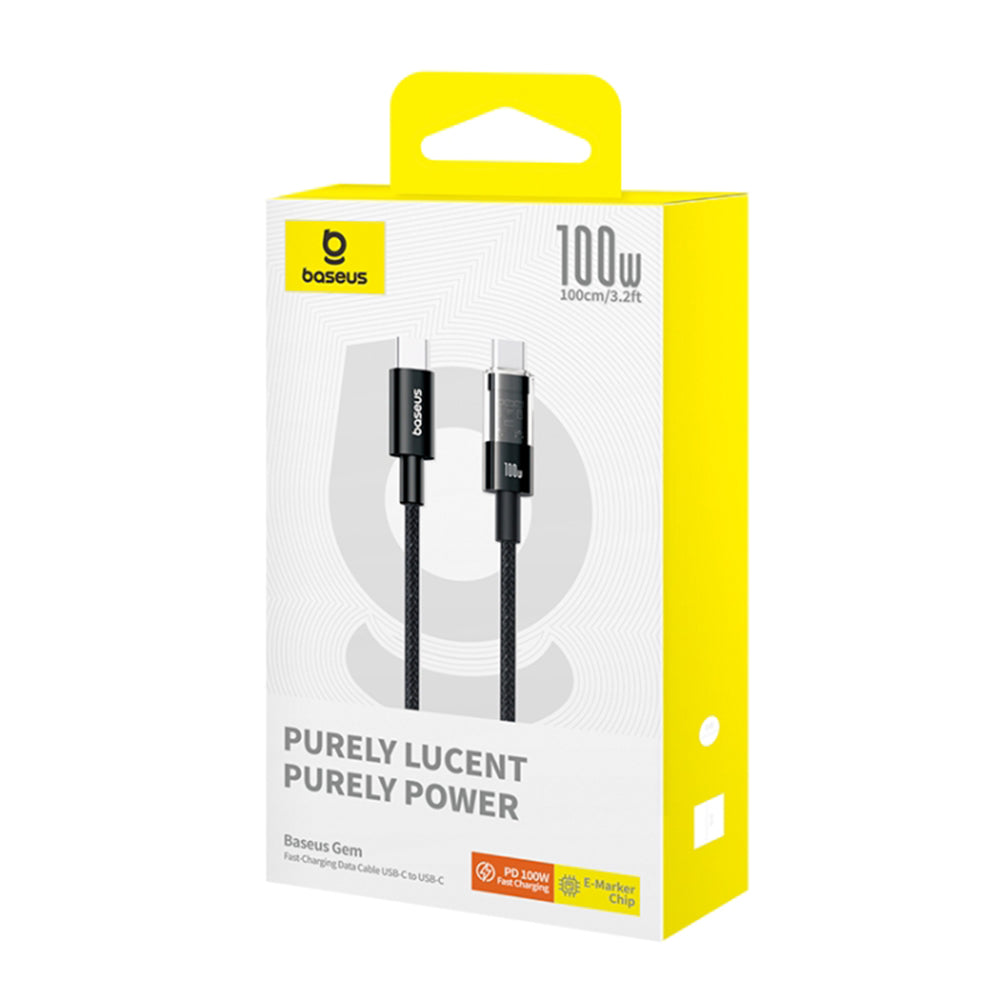 Kabel za prenos podatkov in polnjenje USB-C - USB-C Baseus Gem, 100W, 1m, Črn P10373000111-00