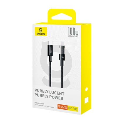 Kabel za prenos podatkov in polnjenje USB-C - USB-C Baseus Gem, 100W, 1m, Črn P10373000111-00