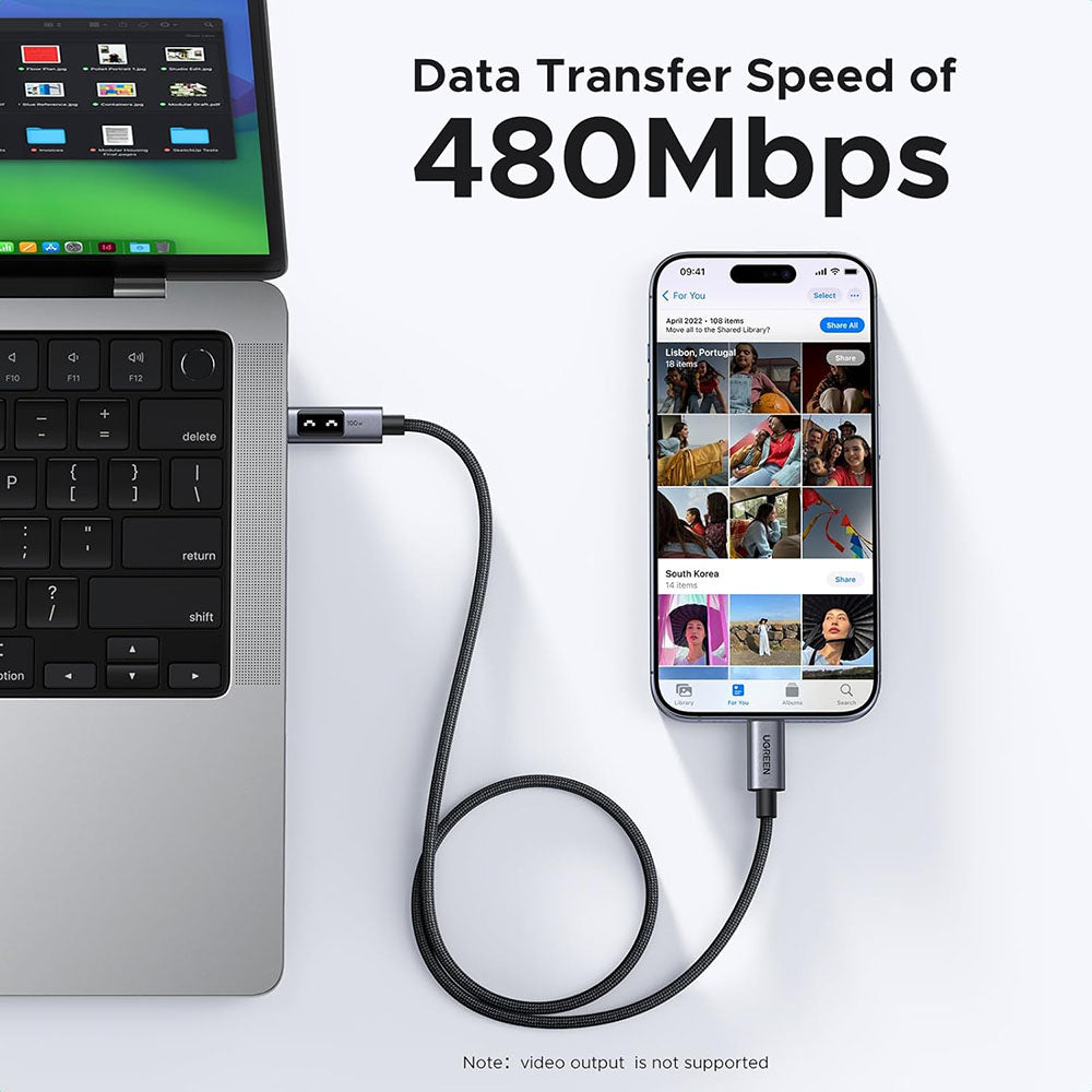 Kabel za podatke in polnjenje USB-C - USB-C UGREEN L509, 100W, 2m, Siv