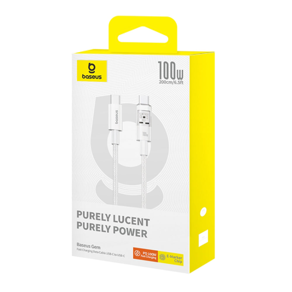 Podatkovni in polnilni kabel USB-C - USB-C Baseus Gem, 100W, 2m, Bel P10373000211-01