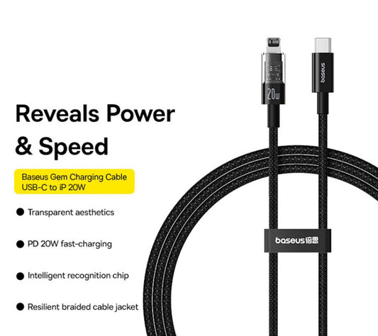 Kabel za podatke in polnjenje USB-C - Lightning Baseus Gem, 20W, 2m, Črn P10373001111-01