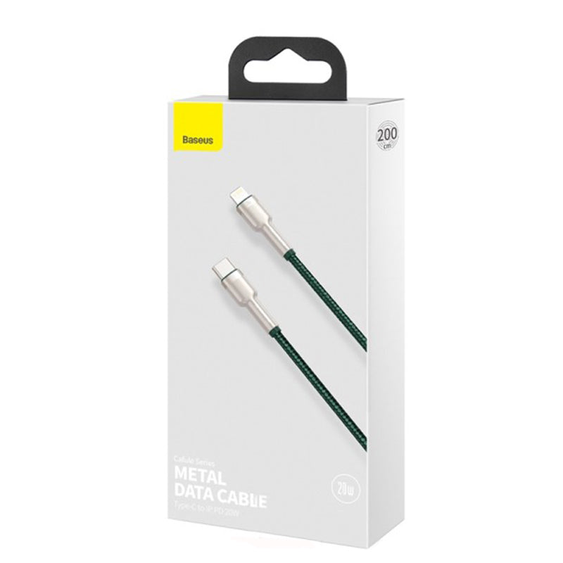 Kabel za podatke in polnjenje USB-C - Lightning Baseus Cafule Metal Series, 20W, 2m, Zelen CATLJK-B06
