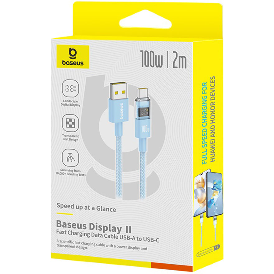 Kabel za podatke in polnjenje USB-A - USB-C Baseus Display 2, 100W, 2m, Modra P10382701311-01
