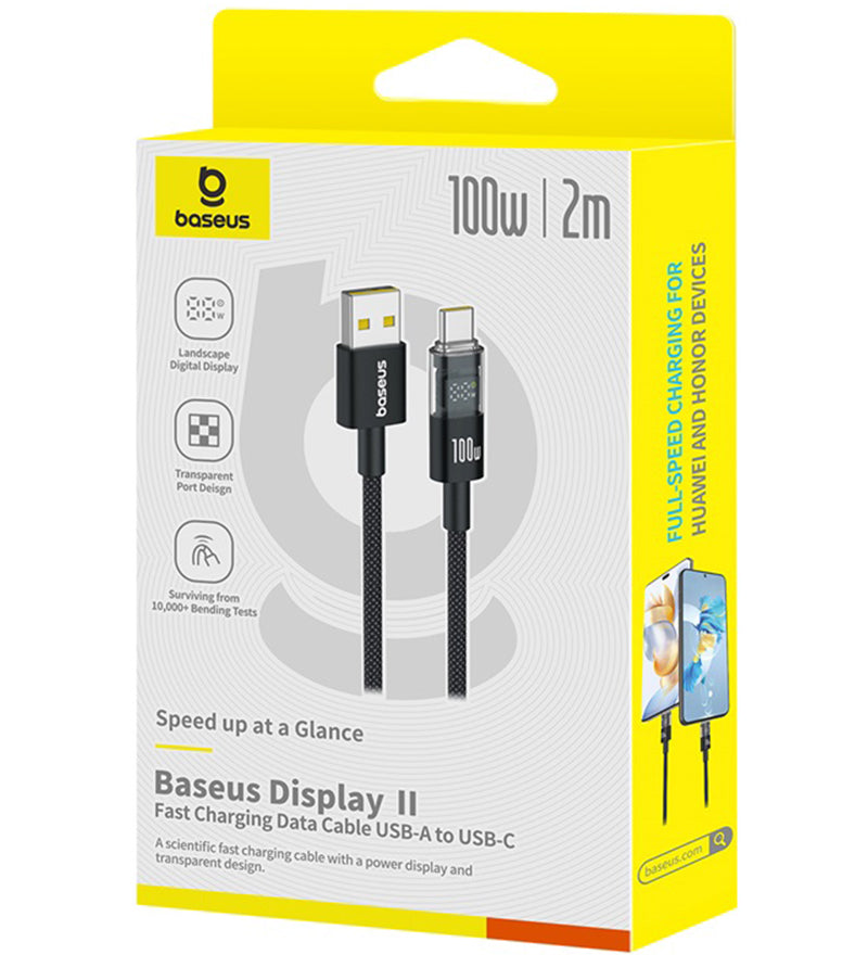 Kabel za podatke in polnjenje USB-A - USB-C Baseus Display 2, 100W, 2m, črn P10382701111-00