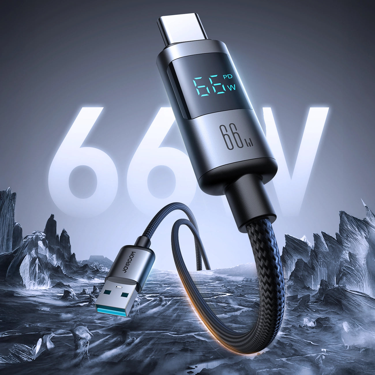 Kabel za podatke in polnjenje USB-A - USB-C Joyroom S-A16 Pro Prism Display, 66W, 1.2m, črn