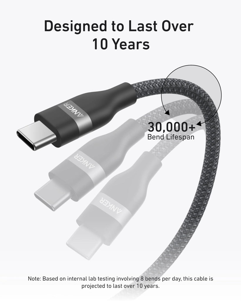 Kabel za prenos podatkov in polnjenje USB-C - USB-C Anker, 240W, 0.9m, Črn A82E2H11