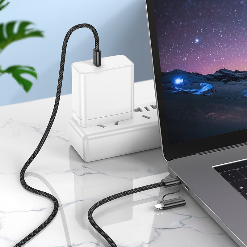 Kabel za podatke in polnjenje USB-C - Lightning / USB-C Borofone BX104 Primo 2v1, 60W, 1m, črn