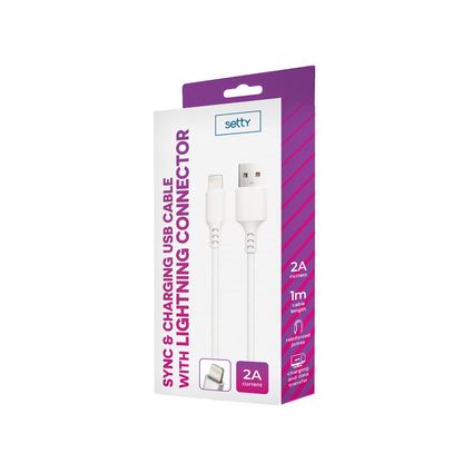 Kabel za podatke in polnjenje USB-A - Lightning Setty, 18W, 1m, Bel