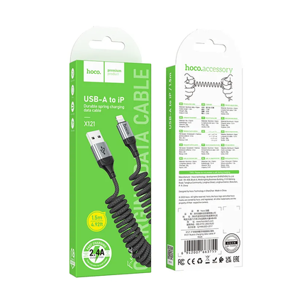 USB-A to Lightning Data and Charging Cable HOCO X121, 27W, 1.5m, Black