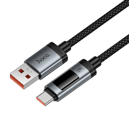 Kabel za podatke in polnjenje USB-A - USB-C HOCO Display U148, 100W, 1.2m, Črn