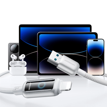 Kabel za podatke in polnjenje USB-A - Lightning Joyroom S-A55 StarFlight Display, 18W, 1.2m, Bel