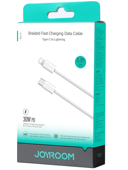 Kabel za podatke in polnjenje USB-C - Lightning Joyroom S-A45, 30W, 1m, Bel