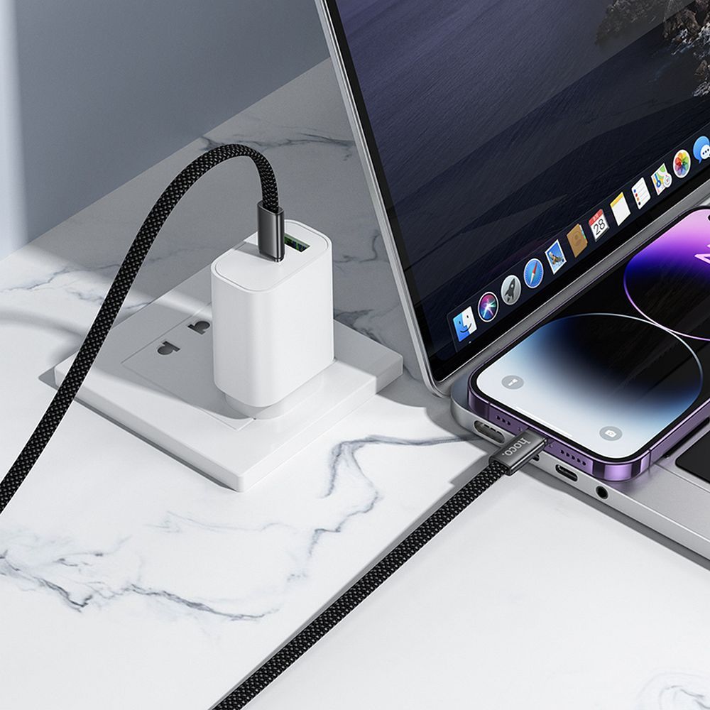 Kabel za podatke in polnjenje USB-C - USB-C HOCO X125, 60W, 1m, Bel
