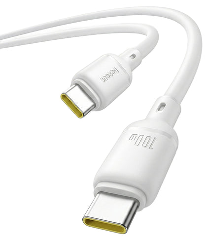 Kabel za podatke in polnjenje USB-C - USB-C Baseus Silky, 100W, 1m, Bel P10377704213-00