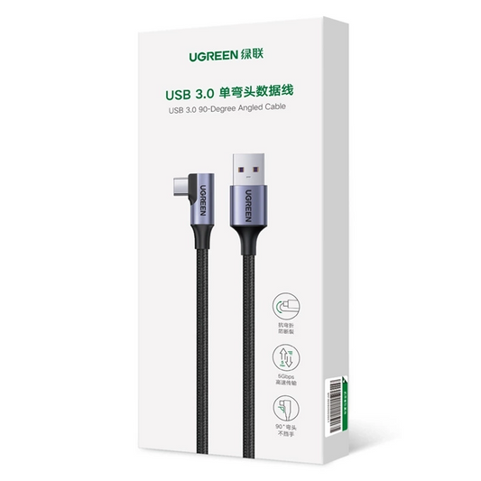 Kabel za prenos podatkov in polnjenje USB-A - USB-C UGREEN US385 kotni, 60 W, 1 m, siv 