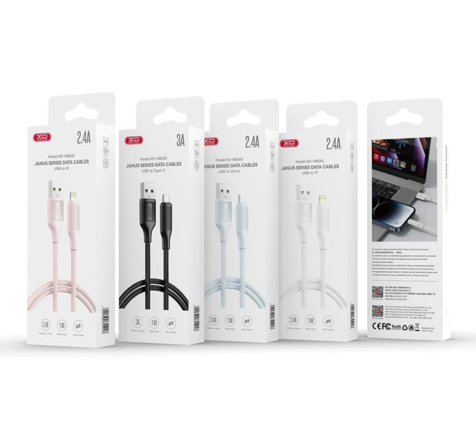 Podatkovni in polnilni kabel USB-A - Lightning XO Design NB265, 12W, 1m, Roza