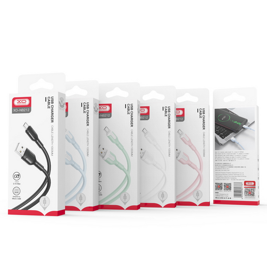 Podatkovni in polnilni kabel USB-A - Lightning XO Design NB212, 18W, 1m, Bel
