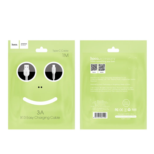 Kabel za podatke in polnjenje USB-A - USB-C HOCO X13 Easy, 18W, 1m, črn
