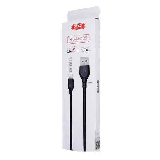 Podatkovni in polnilni kabel USB-A - Lightning XO Design NB103, 18 W, 1 m, bel 