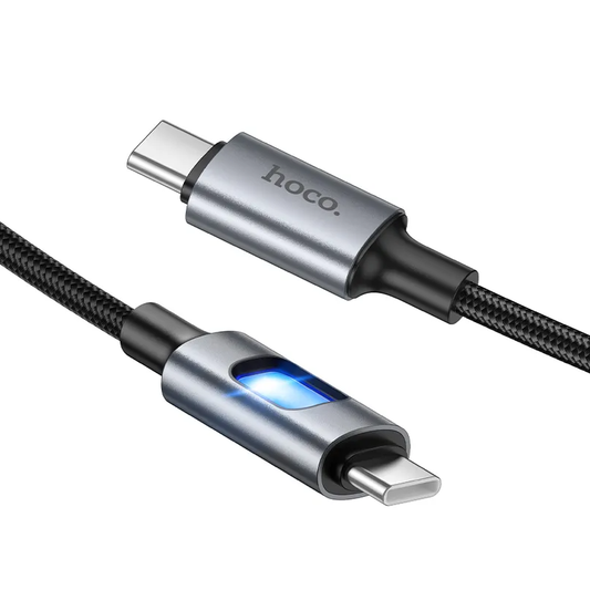 USB-C podatkovni in polnilni kabel - USB-C HOCO U144 Led, 60W, 1,2 m, črn
